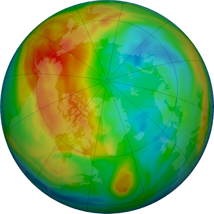Arctic ozone map for 31 December 2019